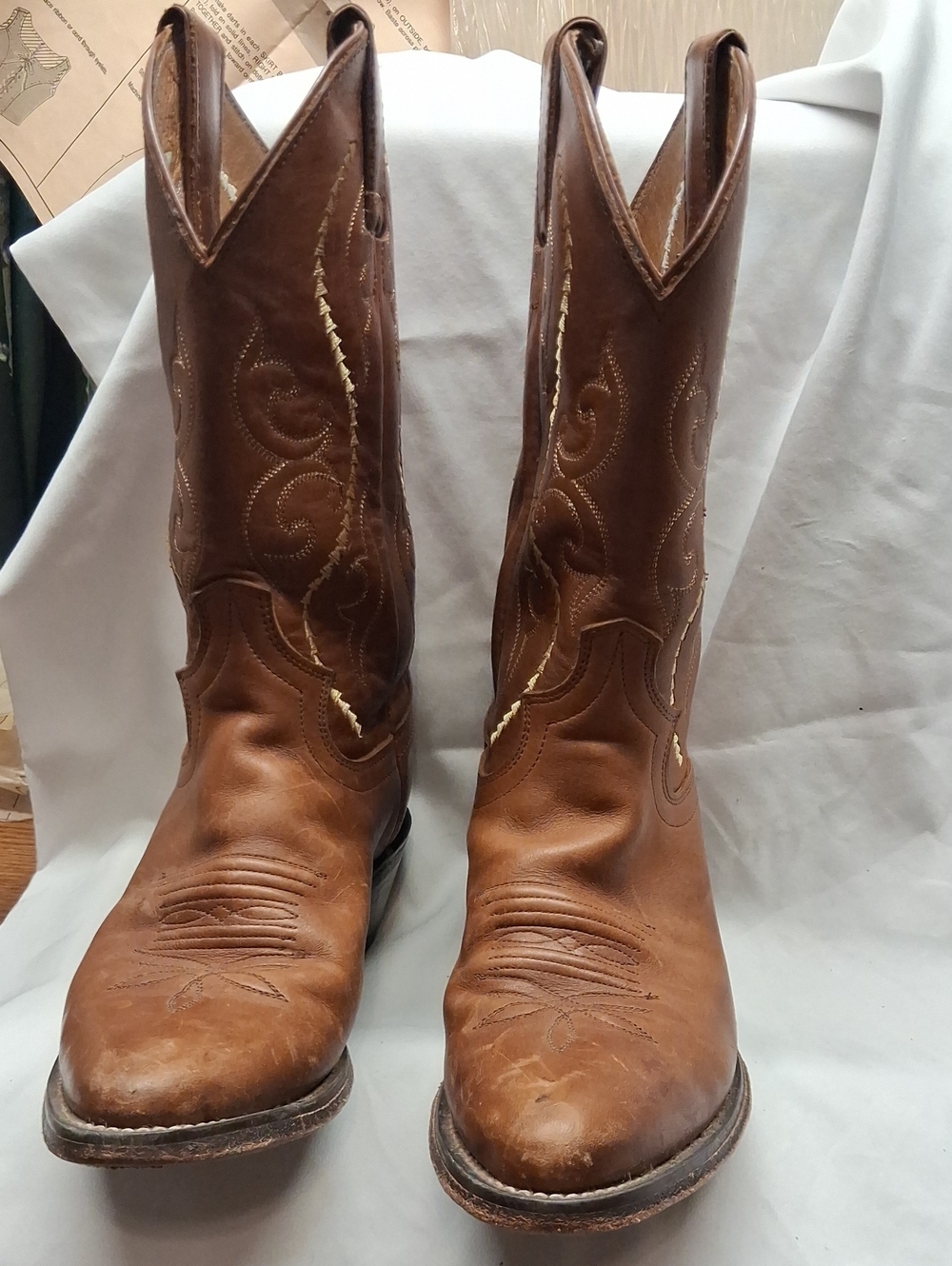 Womens Classic Brown Leather Western Cowboy Boots